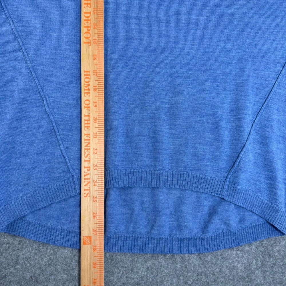 Lord & Taylor Merino Wool Sweater Blue Scoop Neck Raglan High Low Knit Top - Picture 4 of 5